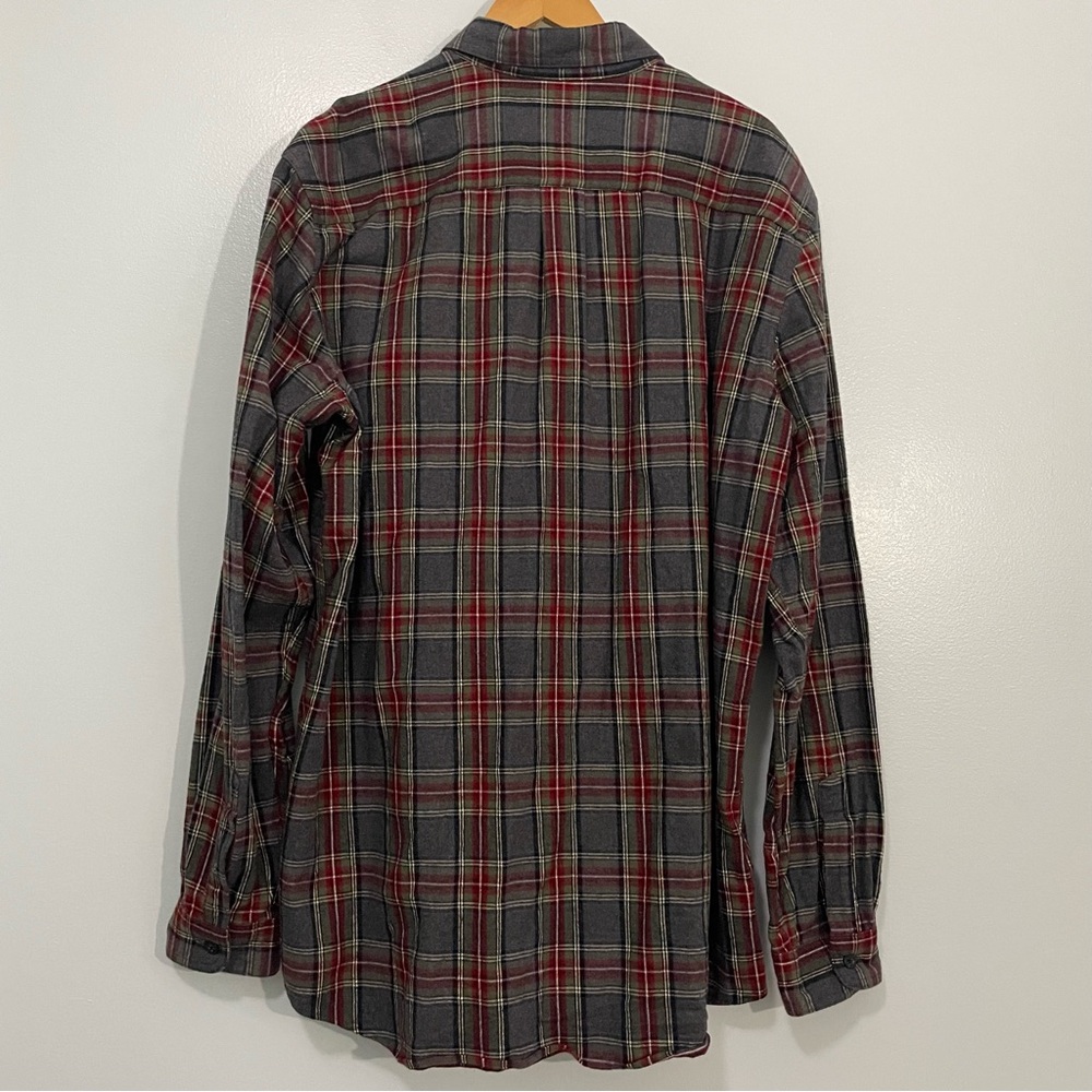 L.L. Bean Red and Gray Flannel Plaid Casual Button Down Shirt XL Tall - Picture 2 of 10